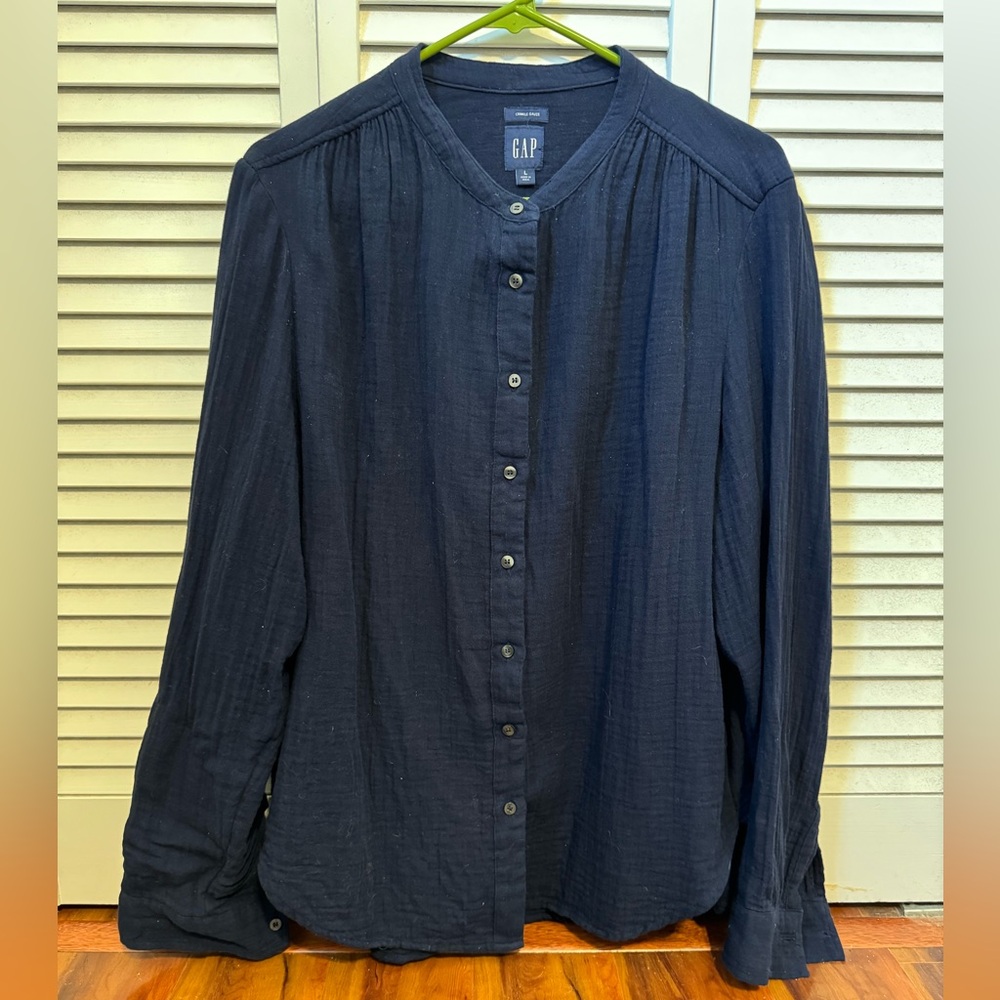 Gap crinkle gauze shirt - navy - L